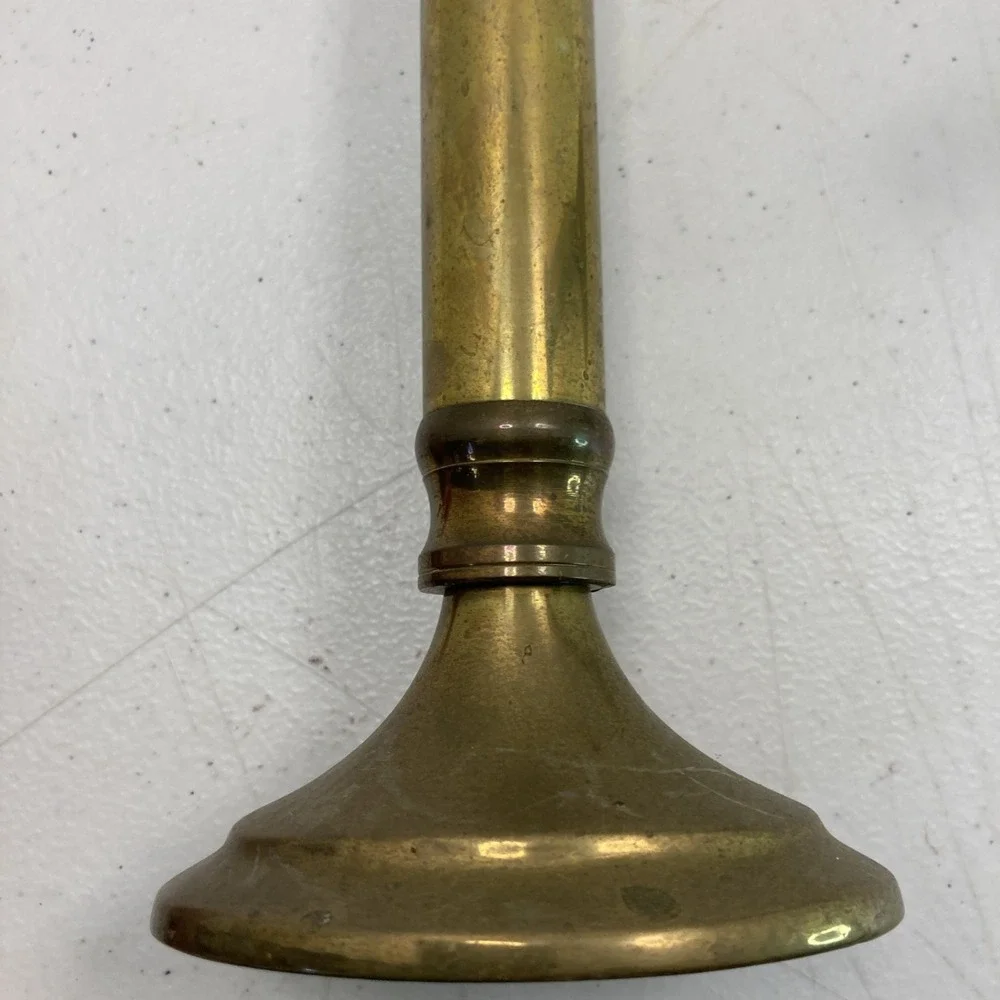 Pair of Vtg MCM Brass Metal Candle Candlestick Holders 7.5